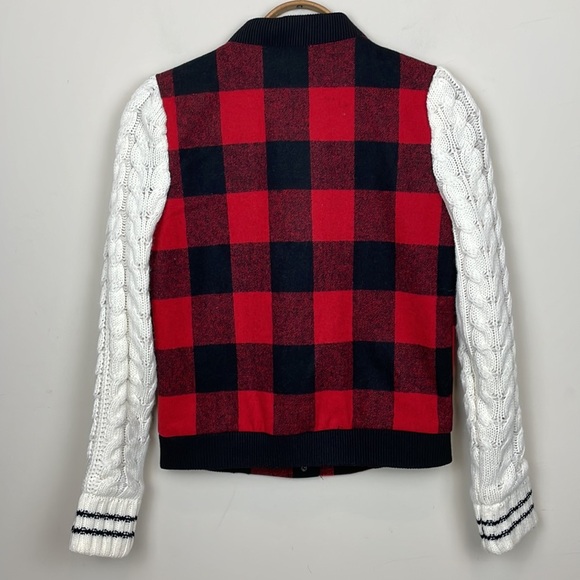 Thread & Supply | Buffalo Plaid Jacket with Cable Sweater Sleeves; Size XS - Picture 13 of 17